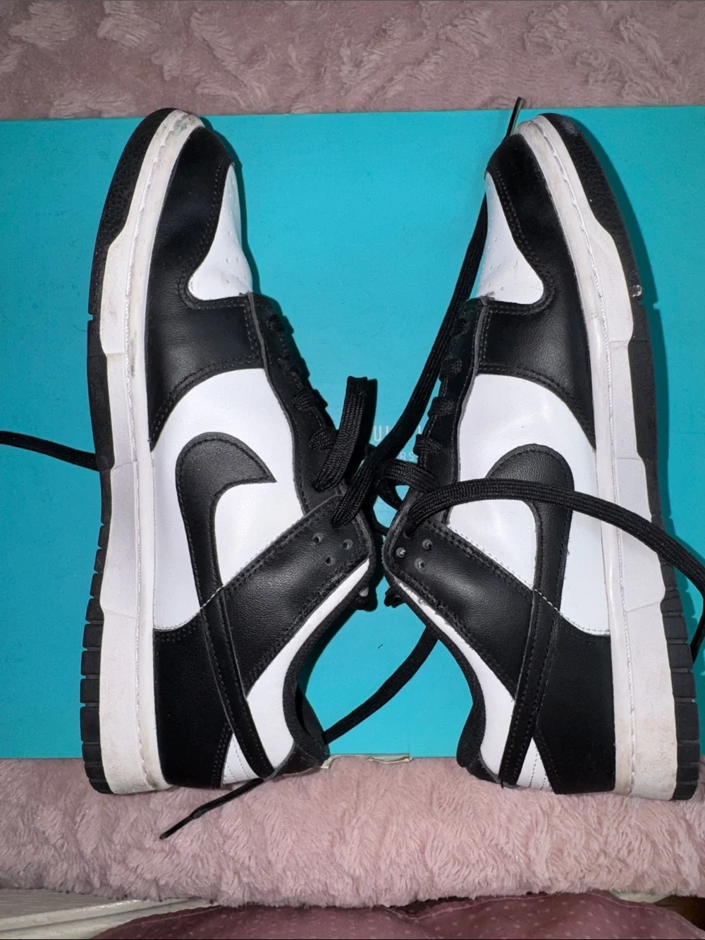 Nike Black and White Low-Top Sneakers with Cream Tongues